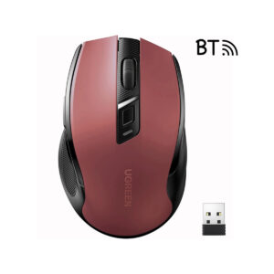 Mysz optyczna Ugreen MU006 bezprzewodowa USB 2.4GHz / Bluetooth 5.0 4000 DPI - czerwona