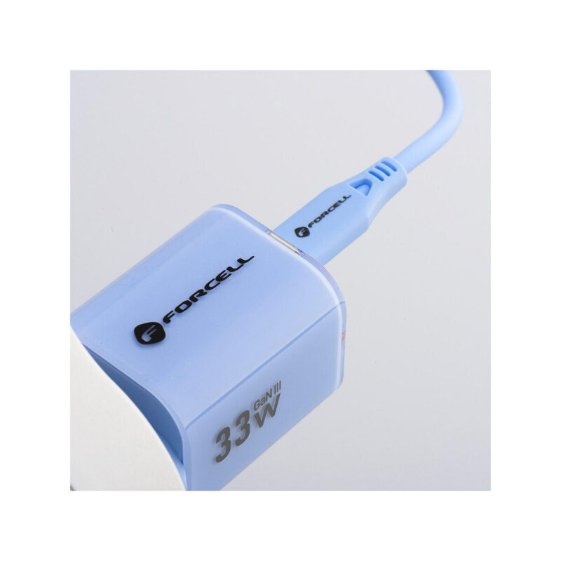 f7490468411f679c7e3893b6849fcc84_original ŁADOWARKA SIECIOWA Forcell F-Energy GaN III VT-41 33 W 1x USB-C 1x USB-A PD 3.0 QC 4.0 NIEBIESKA