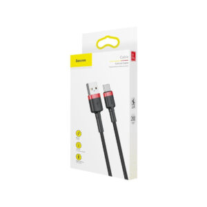 KABEL USB-A / USB-C Baseus Cafule CATKLF-C91 200cm 2A QC 3.0 CZARNO-CZERWONY W OPLOCIE