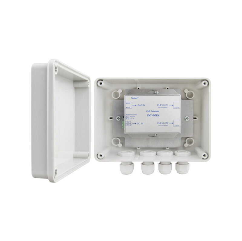 EXTENDER POE W OBUDOWIE HERMETYCZNEJ DO 2 KAMER IP Pulsar EXT-POE4H 48V