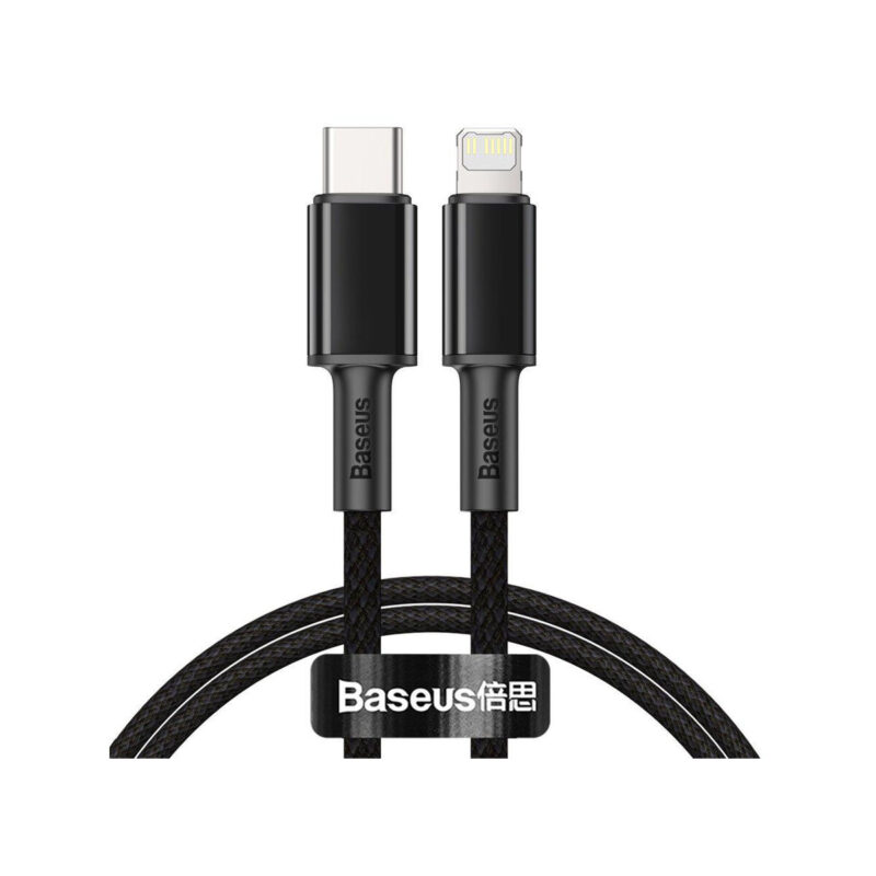 KABEL USB-C / Lightning iPhone Baseus Cafule CATLGD-01 1m 20W PD Quick Charging CZARNY W OPLOCIE