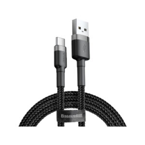 KABEL USB-A / USB-C Baseus Cafule CATKLF-AG1 50cm 3A QC 3.0 CZARNO-SZARY W NYLONOWYM OPLOCIE