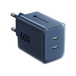 Ładowarka sieciowa Forcell F-Energy GaN III VT-60 60W PD QC 4.0+ 2x USB-C granatowa + kabel USB-C