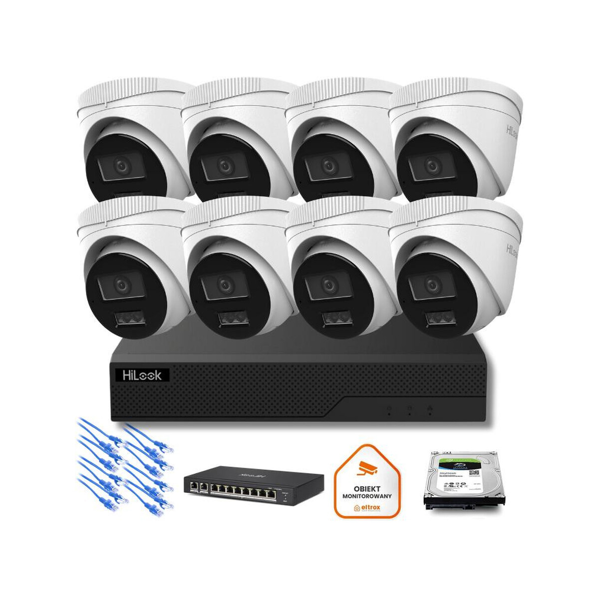 Zestaw monitoringu IP Hilook 8x kamer IPC-T260HA-LU 6MP Smart-hybrid Light