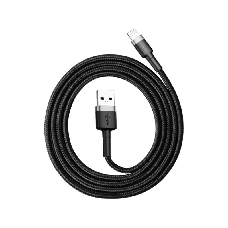 KABEL USB-A / Lightning iPhone Baseus Cafule CALKLF-BG1 100cm Apple 2.4A CZARNO-SZARY W OPLOCIE