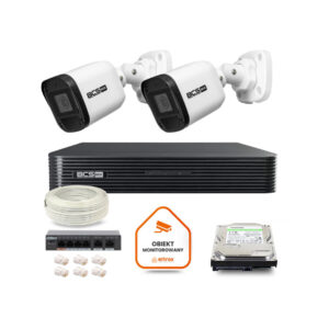 Zestaw monitoringu IP BCS Basic 2x Kamera BCS-B-TIP15FR3(2.0) Rejestrator z dyskiem