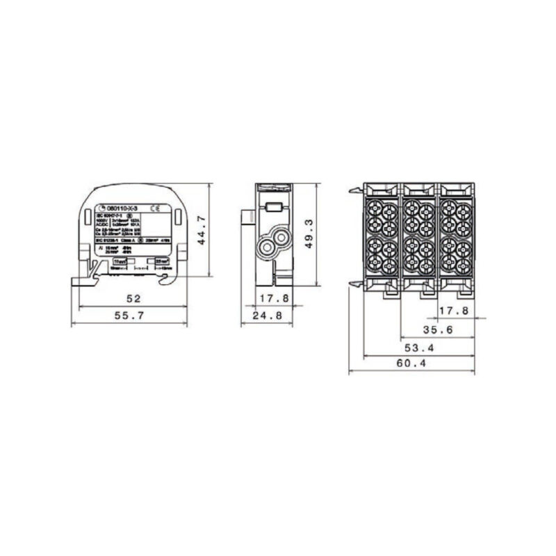 Blok rozdzielczy odgałęźny SCB 25 Al/Cu 80110 SIMBLOCK, niebieski 81501003