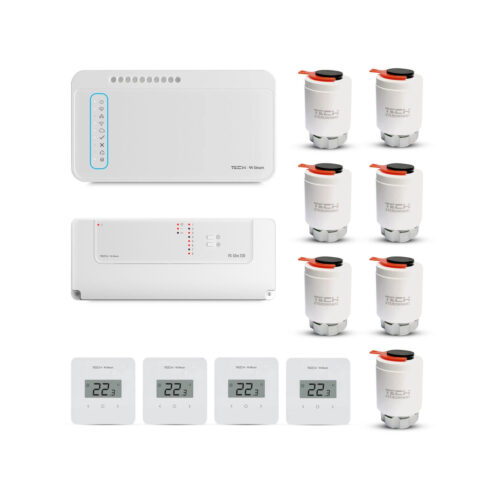 TECH STEROWNIKI Zestaw sterowania strefowego ogrzewaniem podłogowym przewodowy