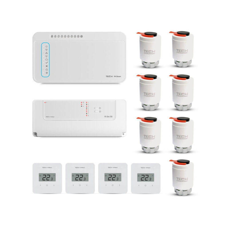 TECH STEROWNIKI Zestaw sterowania strefowego ogrzewaniem podłogowym przewodowy