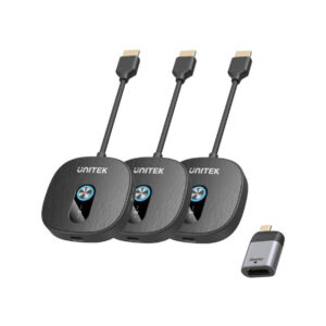 Unitek Bezprzewodowy transmiter HDMI 1080p, 1 nadajnik + 2 odbiorniki, czarny