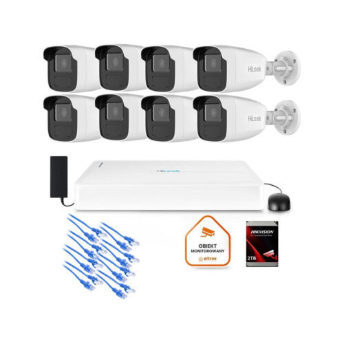 Zestaw monitoringu Hilook 8x kamera IPC-B440H(4mm)(C) z dyskiem 2TB