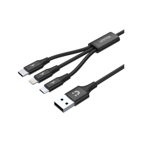 Unitek przewód ładujący USB 3 w 1 czarny