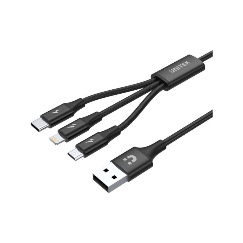 Unitek przewód ładujący USB 3 w 1 czarny