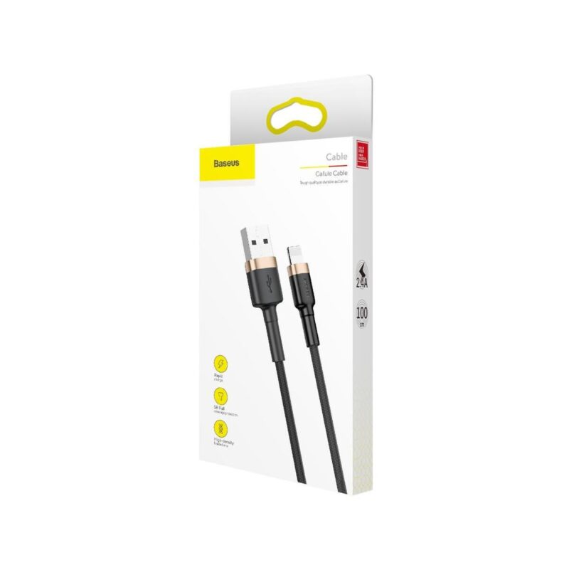 kabel_usba__lightning__iphone_baseus_cafule_calklfbv1_100cm_apple_24a_czarnozoty_w_oplocie_c5652a6000908 KABEL USB-A / Lightning iPhone Baseus Cafule CALKLF-BV1 100cm Apple 2.4A CZARNO-ZŁOTY W OPLOCIE